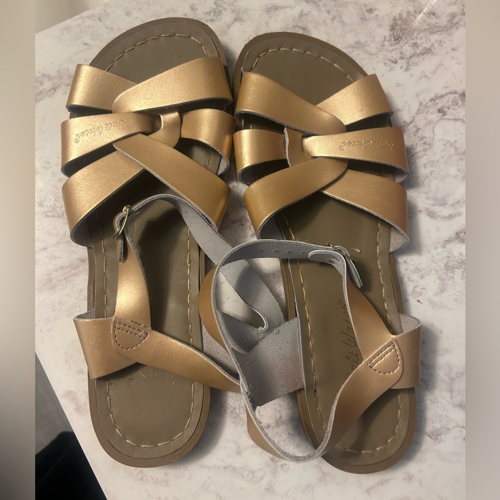 Salt water sandals by Hoy- size 10 Rose gold